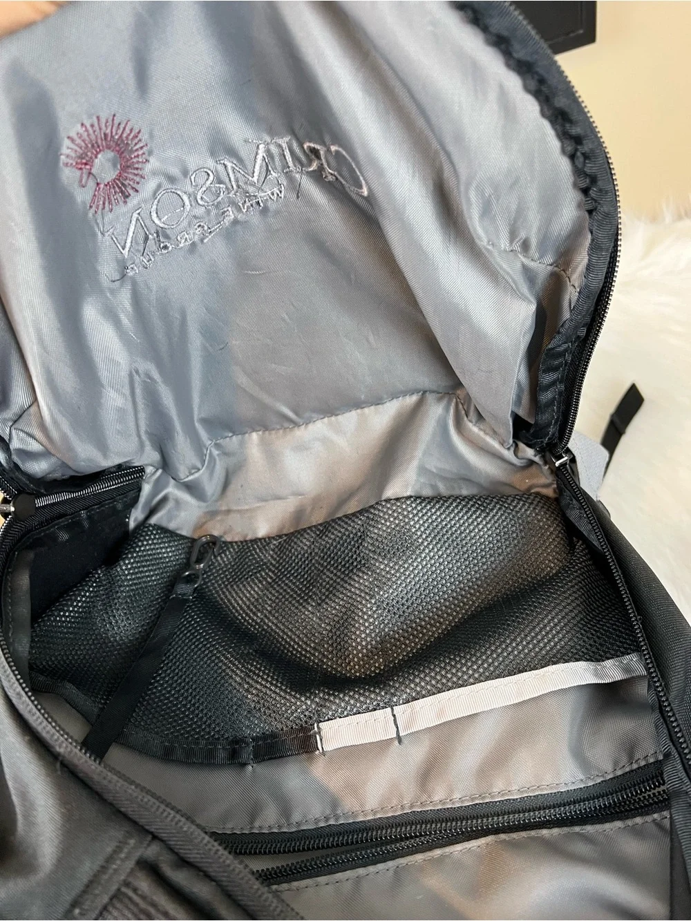 The North Face Light Gray Crestone Backpack with Black Accents